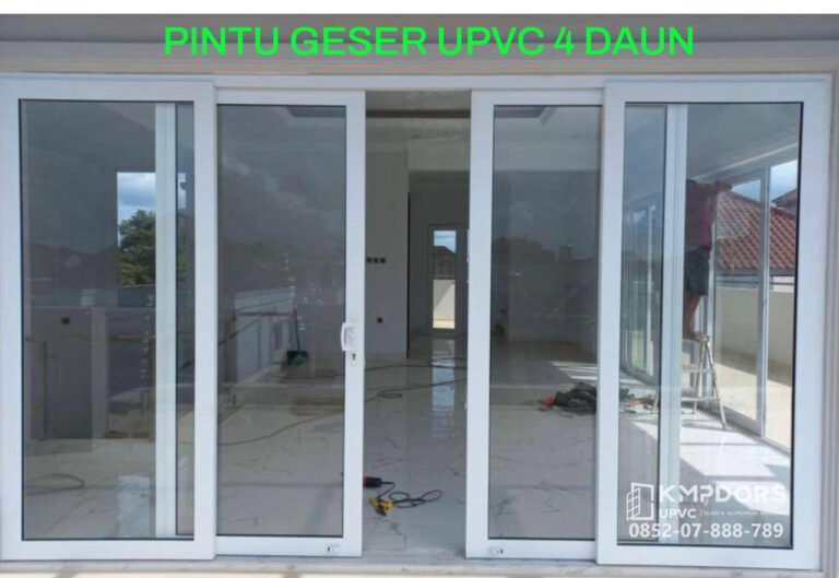 Pintu UPVC Geser/Sliding 4 daun warna putih
