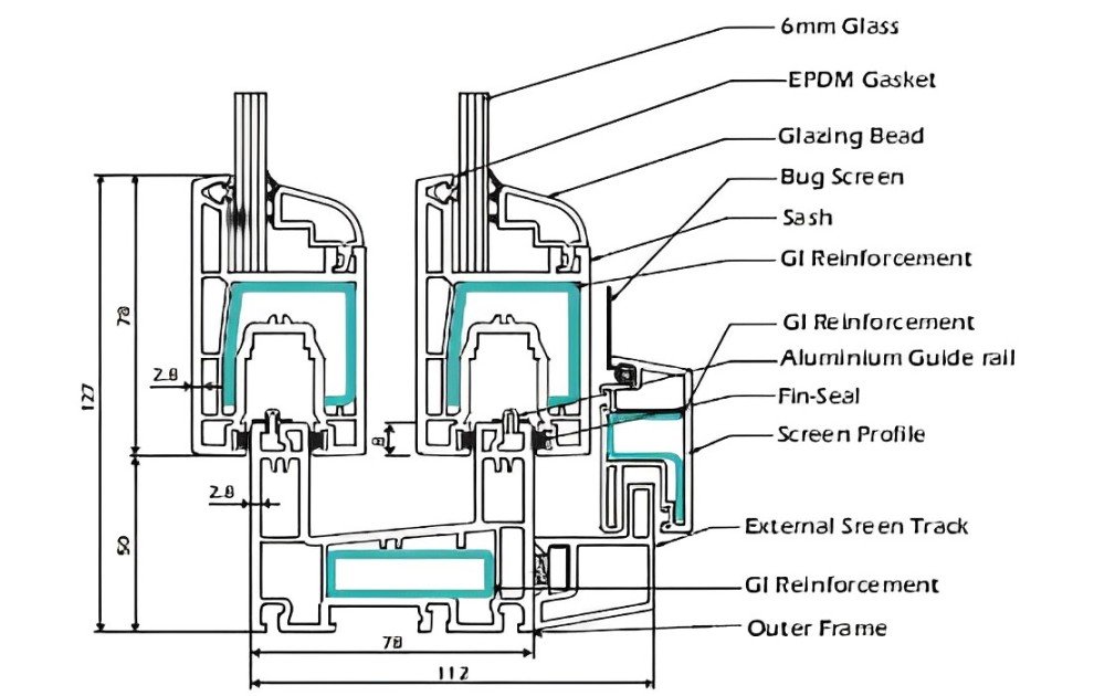 Profile Pintu UPVC Geser / Sliding 4