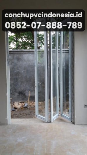 pintu lipat upvc kaca bening